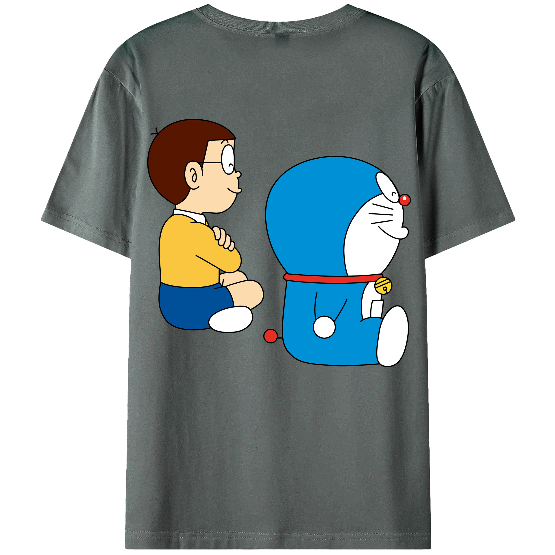 （画像用） ドラえもん 野比 のび太 Doraemon Nobita Nobi 綿100％ メンズ半袖Tシャツ（バックプリント） 通気性